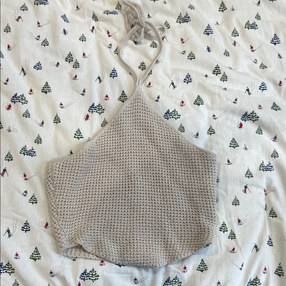 La Hearts Beige Knit Crop Top